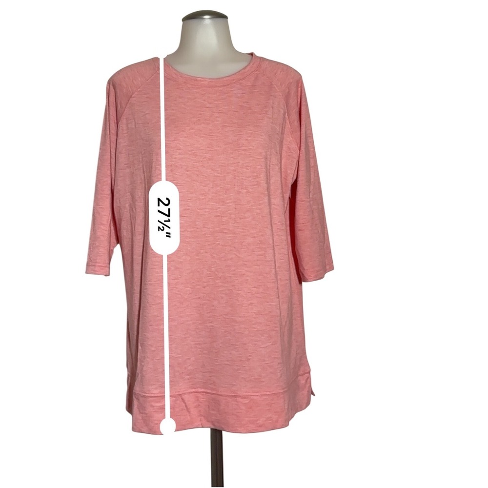 JomeDesign Tunic Top Womens Size L Pink New NWT 3/4 Raglan Sleeve Side Slit - Picture 2 of 7